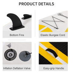 10' x 30" x 6" Inflatable Stand Up Paddle Board, Non-Slip & Ultra-Light Deck with ISUP Accessories, Adj Paddle, Backpack Bag, and Three Bottom Fins, for Youth Adults Beginner, White