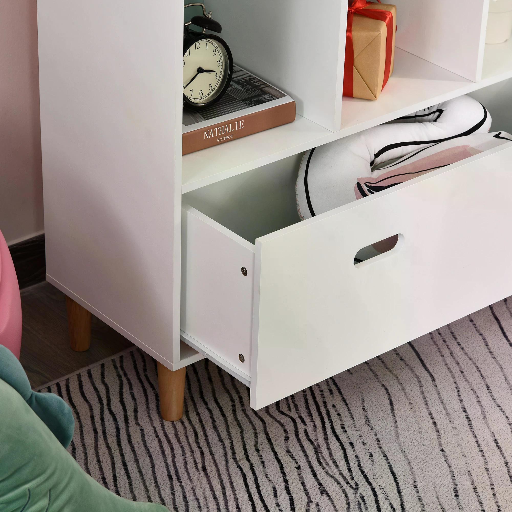 Kids House-Designed Bookshelf, with Drawer – Blue & White