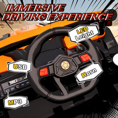 AIYAPLAY 12V Kids Ride On Car with Remote Control, Kids Electric Car with Suspension System, Music, for Ages 3-5 Years, Orange