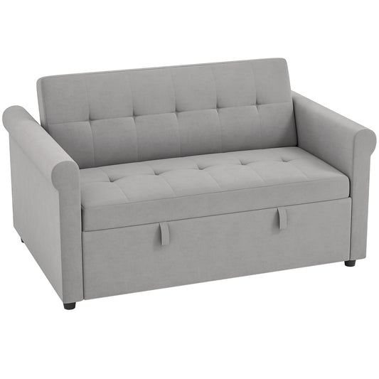 Fynco - Two-Seater Velvet-Feel Sofa Bed - Grey