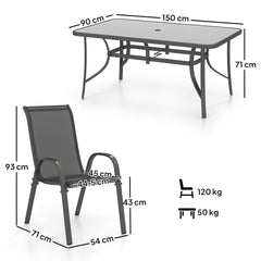 Seven-Piece Outdoor Dining Set - Charcoal Grey