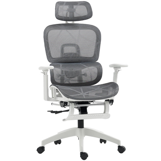 Fynco - Multi-Adjustable Mesh Office Chair - Grey and White