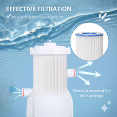 Cartridge Filter Pump for 13'-15' Above Ground Pools, 800GPH (3028 LPH) Swimming Pool Filter Pump with Hose and Hose Clamps, White