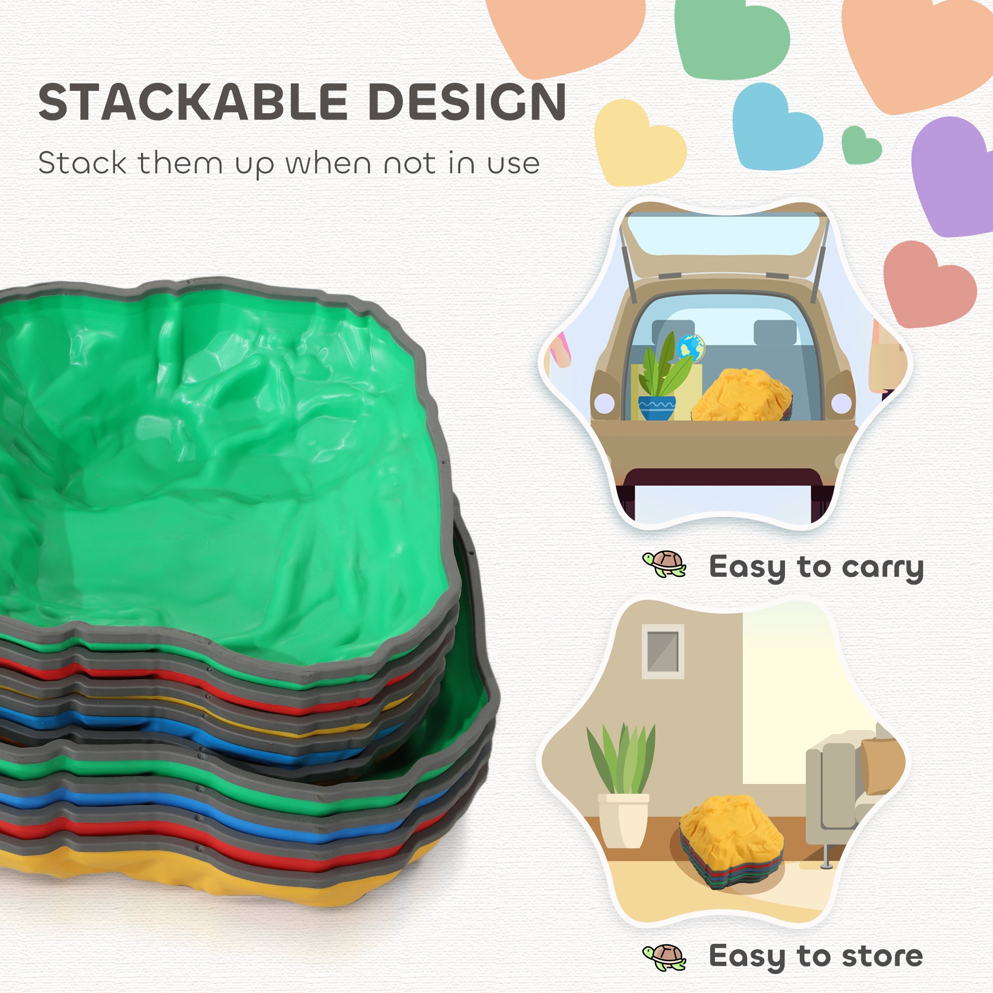 AIYAPLAY Balance Stepping Stones for Kids with Non-Slip Bottom, Indoor Outdoor Obstacle Course for Ages 3-8 Years, Multicoloured