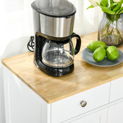 Kitchen Floor Cabinet Side Storage Cupboard Multi-use Sideboard Table with Solid Wood Top, Adjustable Shelf,Drawer for Dining Room, Living Room,Hallway