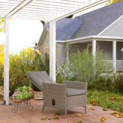 105°-150° Reclining Rattan Chair - Grey