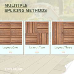 27 Pcs Solid Wood Interlocking Decking Tiles For Patio, Balcony, Roof Terrace, Hot Tub, Brown, (30 x 30 cm Per Piece)