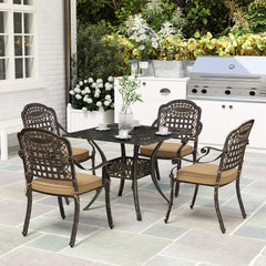 Five-Piece Cast Aluminium Garden Dining Set - Bronze Tone