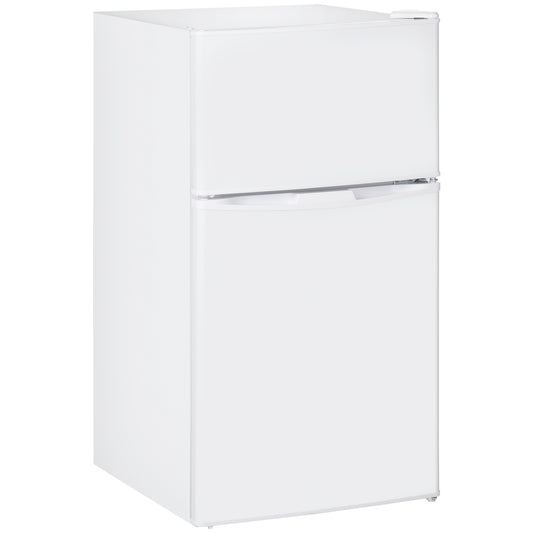Fynco - 88L Under Counter Fridge Freezer, Small Refrigerator with 5-Setting, 3 Star Freezer Rating, White