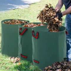 Garden Waste Bags, 272L x 3 Heavy Duty Garden Bags, Foldable and Reusable Waste Sacks with Handles for Loading Leaf, Trash, Debris, Green