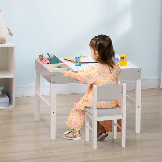 Kids Table and Chair Set, with Storage Space - Grey