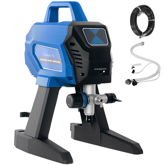 Fynco - Airless Paint Sprayer, Thinning-Free, Electric Fence Paint Sprayer for Exterior and Interior DIY Painting Projects, Wall Spray Gun Machine, Household Use, 1.5L/min, 200Bar, 7.5m Hose Dark Blue