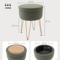 5L Velvet-Feel Storage Ottoman - Green