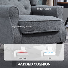 Wingback Accent Chair, Retro Upholstered Button Tufted Occasional Chair for Living Room and Bedroom, Grey