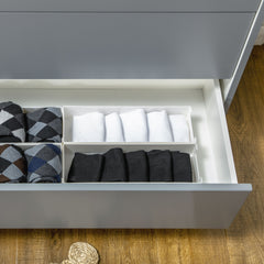 Fynco - Drawer Chest, 3-Drawer Storage Cabinet Unit with Pine Wood Legs for Bedroom, Living Room, 75cmx42cmx75cm, Grey