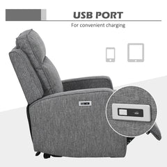 150° Electric Reclining Chair, with USB port and Footrest - Charcoal Grey
