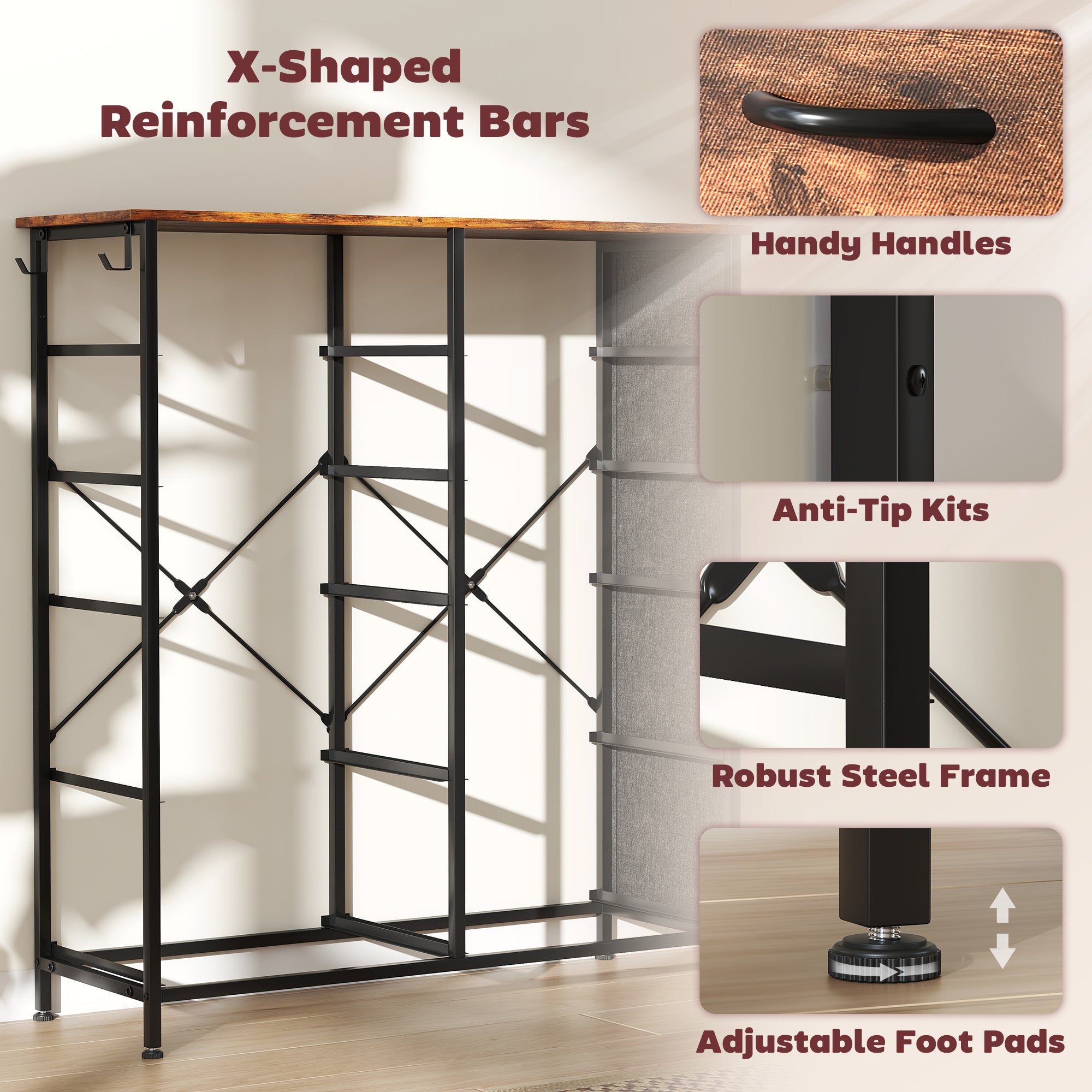 Chest of Ten Fabric Drawers - Rustic Brown