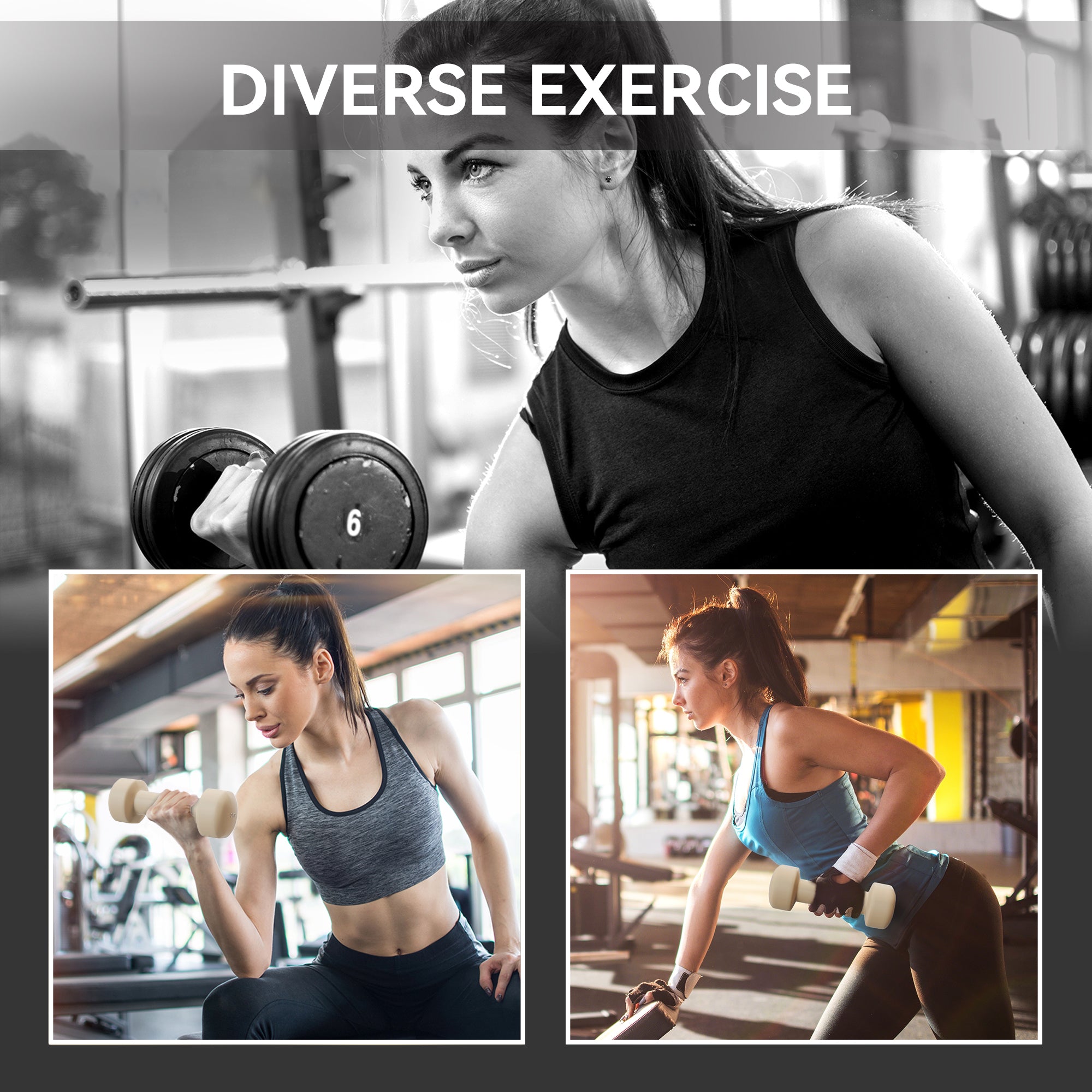 10KG Dumbbells Set with Carry Case, Hand Weights for Women and Men Home Gym Weight Lifting Training, Pink, Purple, Grey, Brown