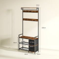 Industrial-Style Multi-Use Hallway Tree - Brown/Black