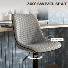 Set of Two Faux Leather Bar Stools - Grey