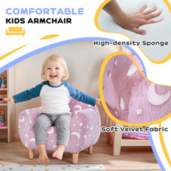 AIYAPLAY Kids Armchair, Glow in the Dark Chair with Star Design for Bedroom, Playroom, Kids Room, Pink