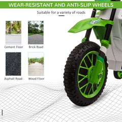 12V Kids Electric Motorcycle Ride-On, with Training Wheels, for Ages 3-6 Years - Green