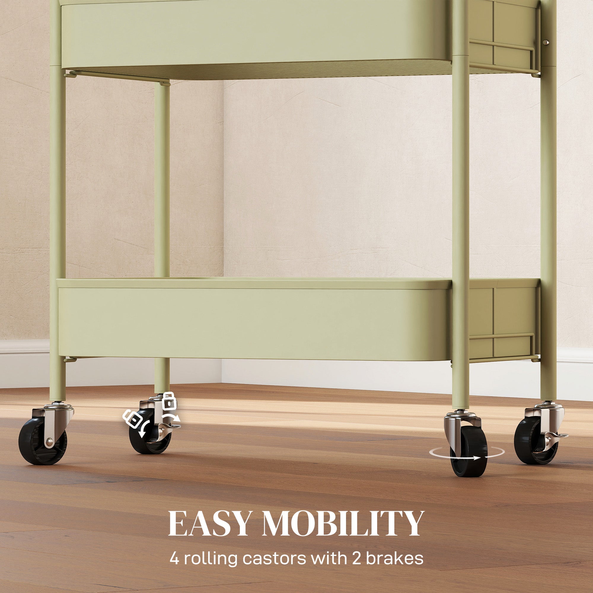 Three-Tier Steel Storage Trolley - Green