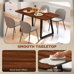 Extendable Dining Table Rectangular Wood Effect Tabletop for 4-6 People with Steel Frame & Hidden Leaves for Kitchen, Dining Room, Living Room