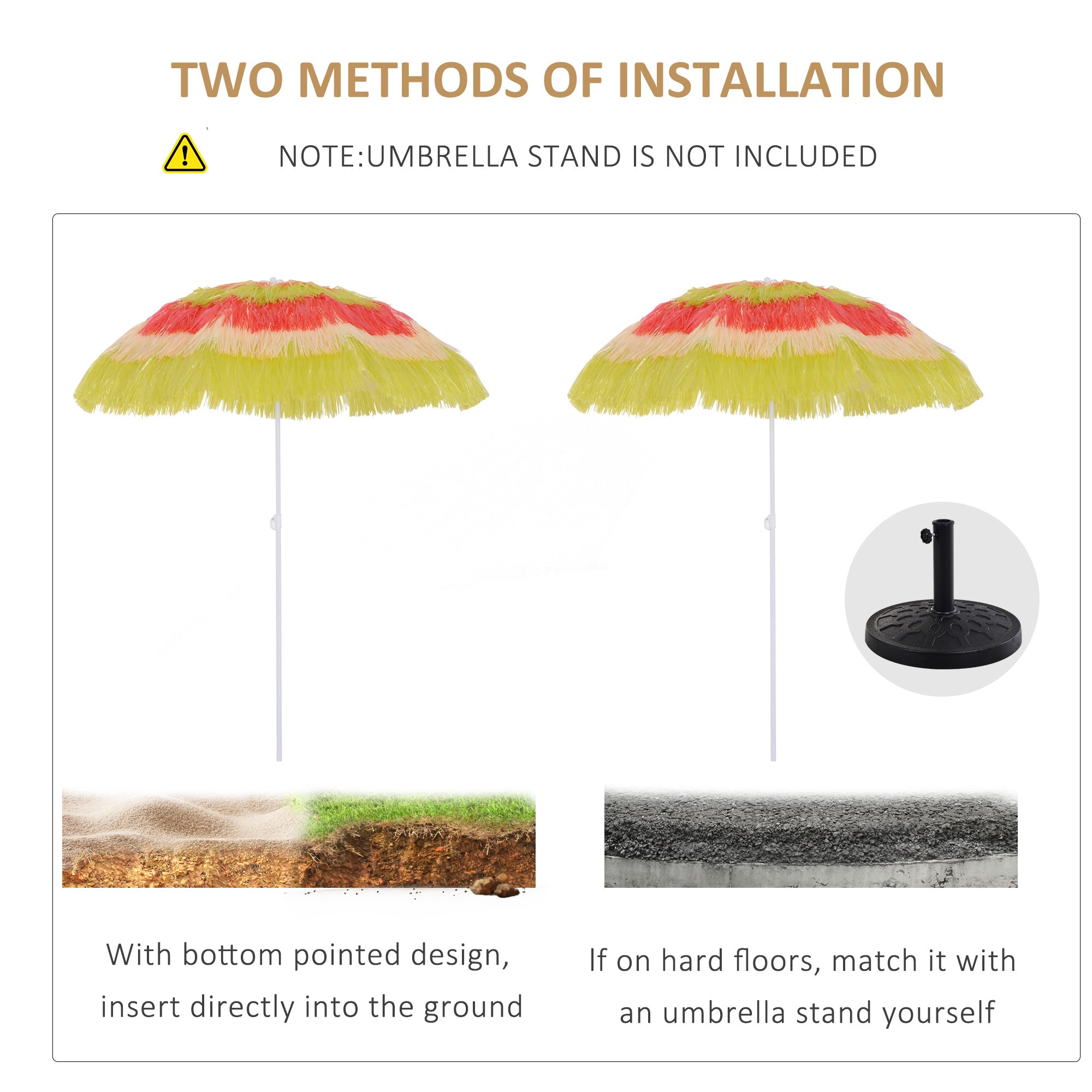 1.6m Garden Hawaii Parasol, Patio Beach Sun Umbrella Sunshade Hawaiian Folding Tilting Crank Parasol (Multicolour)