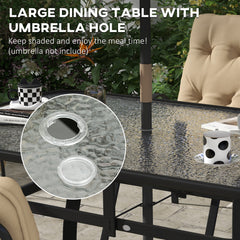 Seven-Piece Garden Dining Set with Cushions - Beige