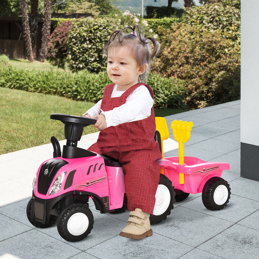 Ride-On Tractor, Toddler Walker, Foot-to-Floor Slide, for Ages 1-3 Years - Pink