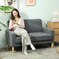 Two-Seater Velvet-Feel Sofa - Grey