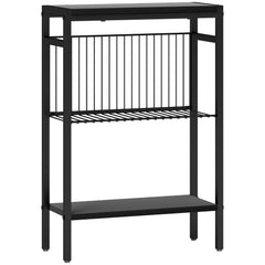Three Shelf Industrial Side Table, Black