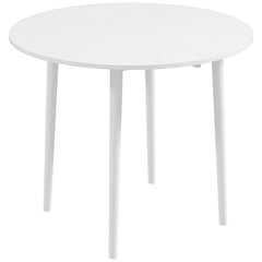 Folding Dining Table for 4, Round Drop Leaf Table, Modern Space Saving Small Kitchen Table with Wood Legs for Dining Room, White