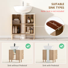 Fynco - Under Sink Bathroom Cabinet for Basin without or with Pedestal - Oak
