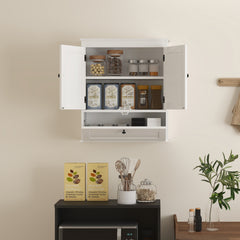 Fynco - Bathroom Wall Cabinet with Adjustable Shelf and Recessed Doors, White