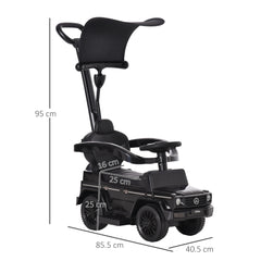 3 in 1 Kids Children Ride on Push Car Toddler Sliding Car G350 Licensed Walker Foot to Floor Slider Push-Along with Horn Steering Wheel NO POWER Manual, Black