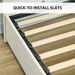 Fynco - King Size Ottoman Bed Frame, with Front Drawer - Cream