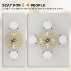 80cm Industrial Round Dining Table - White Oak