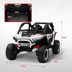 AIYAPLAY 2 Seater 24V 7AH Ride on Truck, Battery Powered Electric Ride On Car w/ Remote, Suspension, 3 Speeds, White