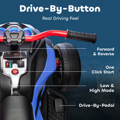 AIYAPLAY 12V Kids Electric Ride On Car with 3 Wheeler, MP3 Player, Horn, 2 Speeds, LED Lights for Boys & Girls Ages 3-8, Blue