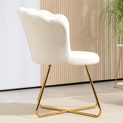 Velvet-Feel Lotus Petal Accent Chair - Cream