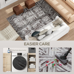 Fynco - Modern Area Rug, Triangle Pattern Non-Slip Washable Rug, Chenille Floor Carpet for Living Room, Bedroom, Dining Room, Home Office, 230 x 160 cm, Brown