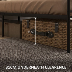 King Size Bed Frame, 5ft4 Metal Bed Base with Headboard and Footboard, 31cm Underneath Storage Space for Bedroom
