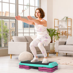 3-Level Aerobic Step 10/15/20cm Steppers for Exercise Workout w/ Non-Slip Top Compact Stepper Home Office Indoor Outdoor Fitness Equipment