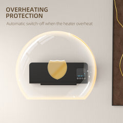 Fynco - 2000W Wall Mounted Heater, 18-45°C Temperature, Black
