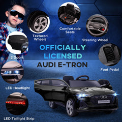 Audi E-tron Licensed 12V Kids' Electric Ride on, Electric Car for Kids, with Parental Remote, Music Lights MP3, Suspension Wheels, for 3-5 Years, Black