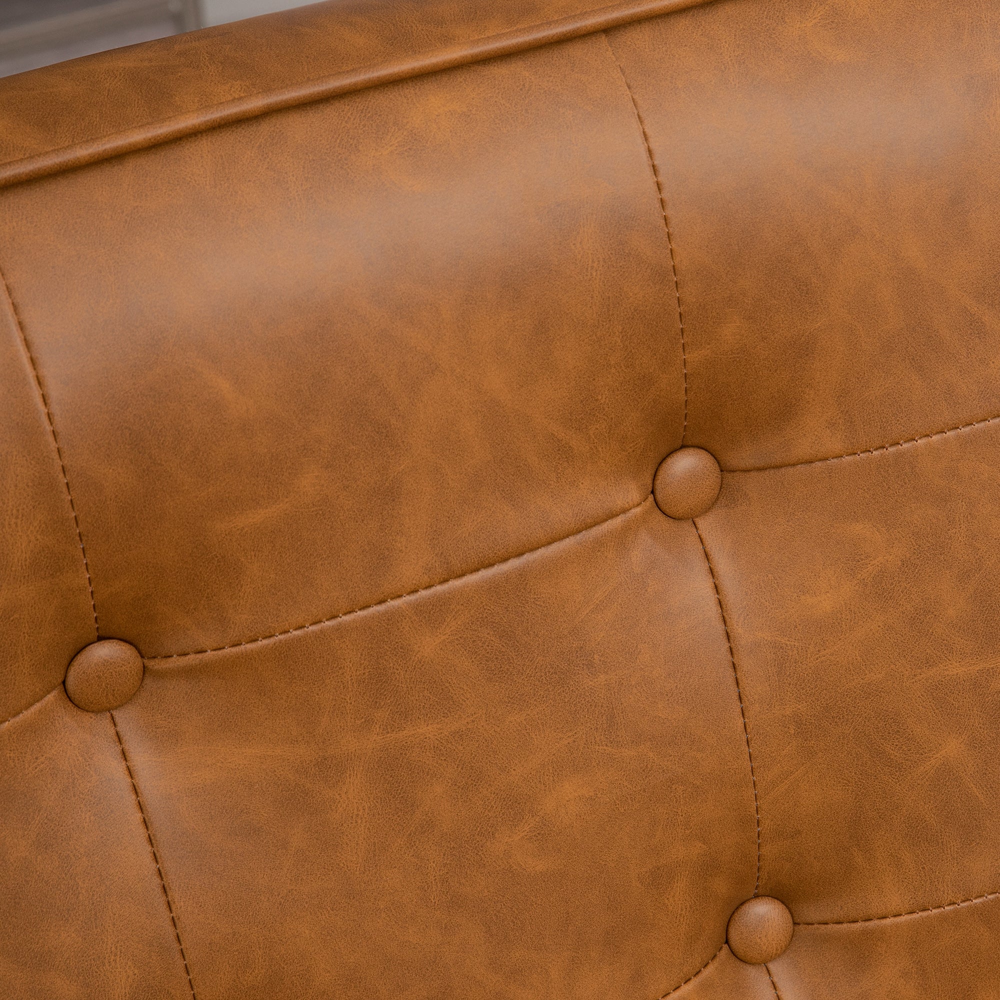 2 Pack Retro-Style Accent Chair, with Faux Leather Seat - Brown