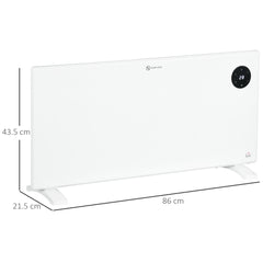 Fynco - 2000W Electric Convector Heater, Freestanding or Wall Mounted, Space Heater with Adjustable Thermostat, Timer, White