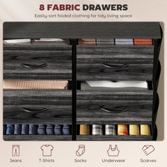 Chest of Eight Fabric Drawers - Black
